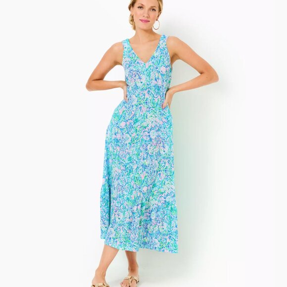 NWT Lilly Pulitzer Madsen V-Neck Midi Dress Soleil It on Me Size Medium - Picture 1 of 16